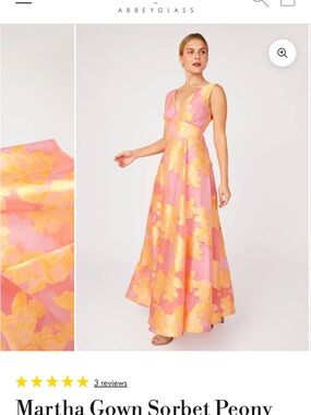 Martha Sorbet Peony V-Neck Maxi Dress - Pink & Yellow Floral NWT size XXL.